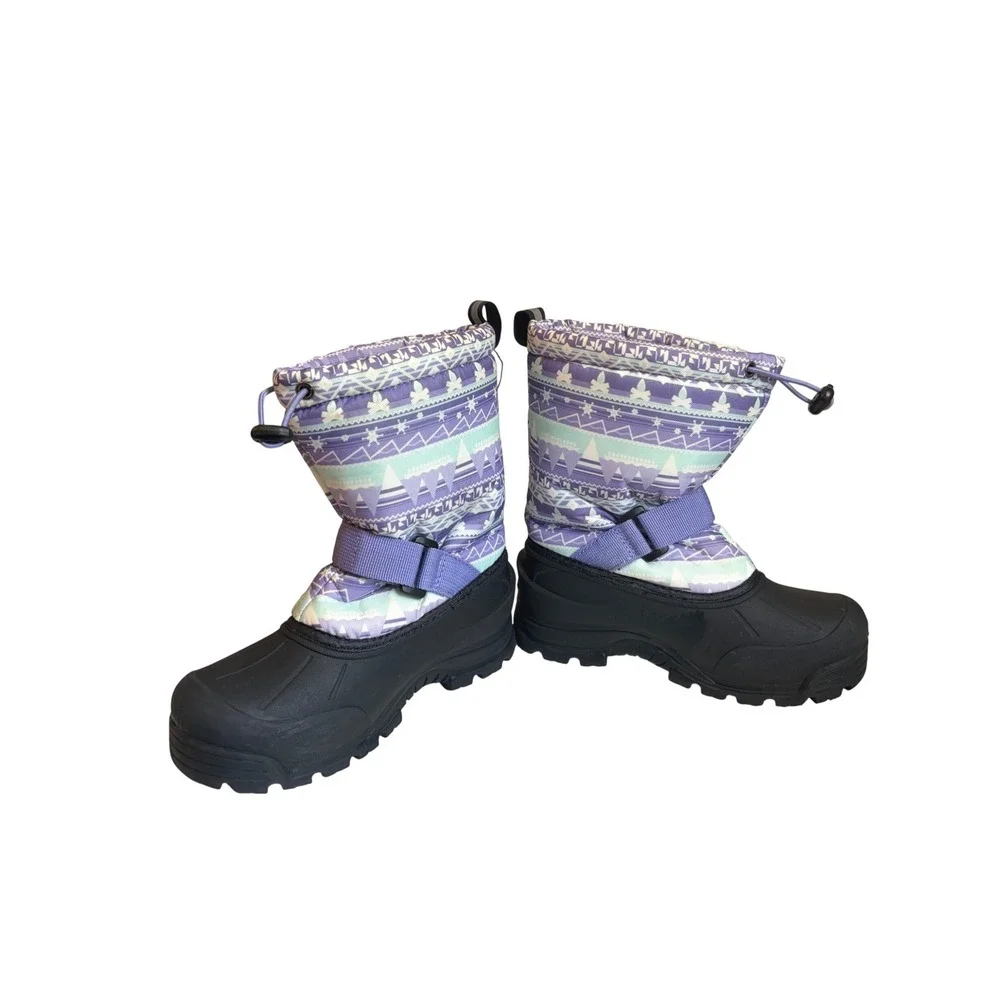 Northside Frosty Kids Snow Boots Purple Teal Mountain Print Insulated Size 3